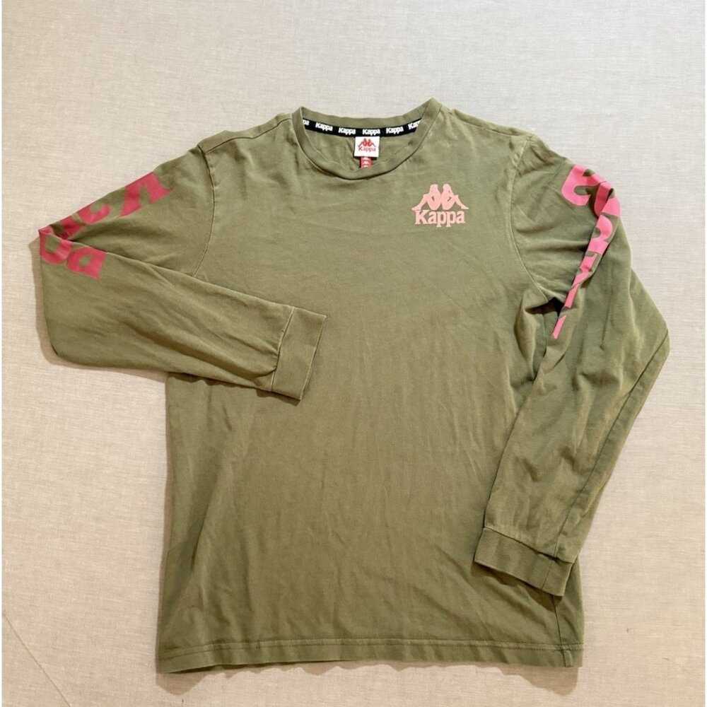 Kappa Sweatshirt Womens M Green Spell Out Logo‎ Crew Neck Pullover Long Sleeve